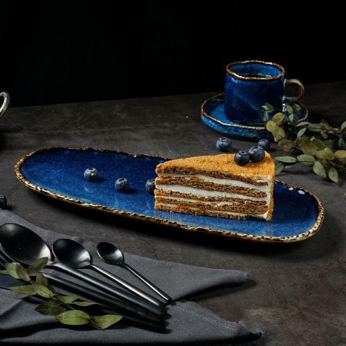 Блюдо овальное 35*15 см,фарфор,серия "Aqua Blue" P.L.