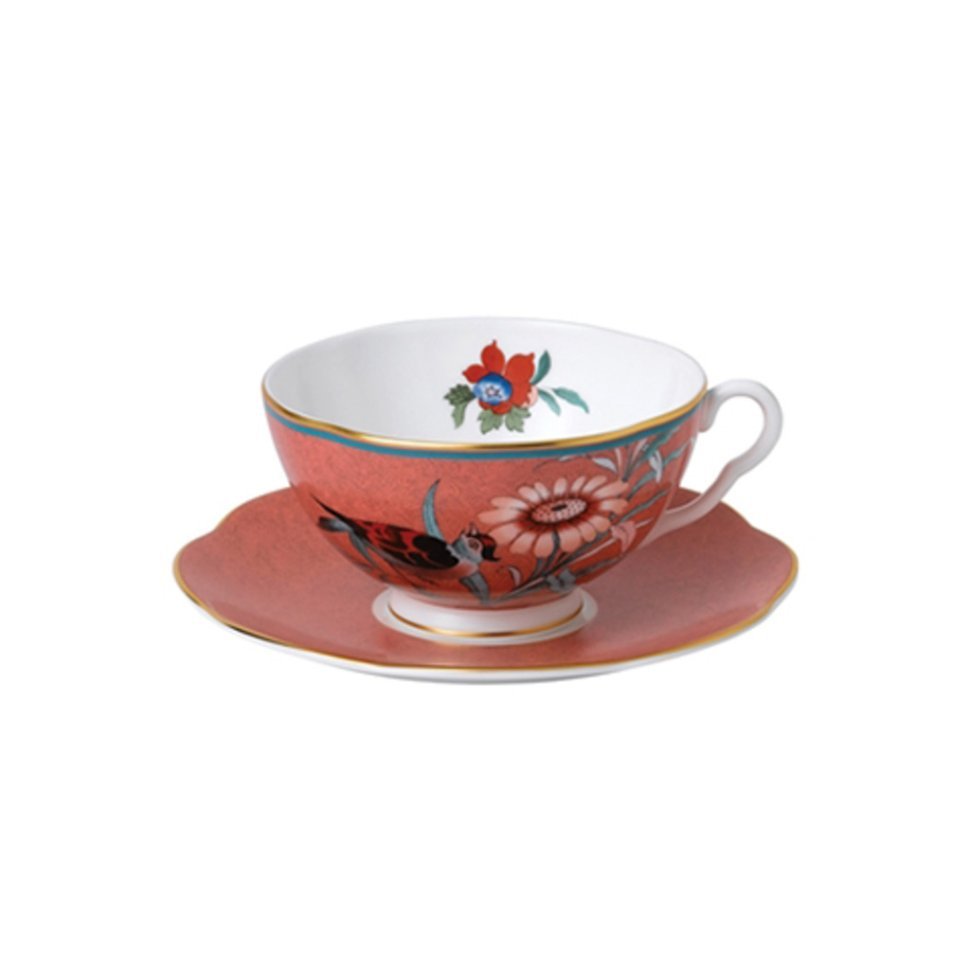 Чайная пара 320 мл. красная  Wedgwood Paeonia Blush