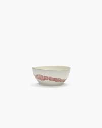 Салатник 16 x H7,5 CM WHITE SWIRL-STRIPES RED