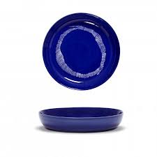 Тарелка высокая 22 x H4 CM LAPIS LAZULI SWIRL-STRIPES WHITE
