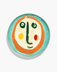 Блюдо 35 x H2 CM FACE 2 голубая
