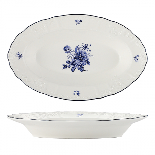 Блюдо овальное, глубокое 24*16 см, 350 мл "Blue Flower"