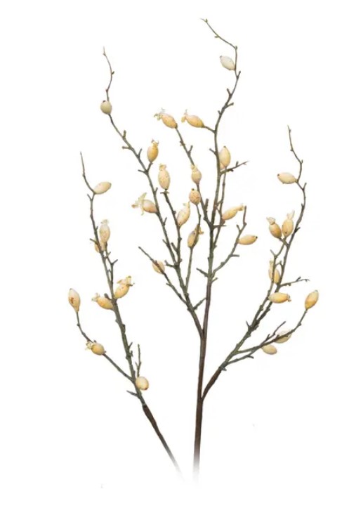 Ветвь ягодная H112 см, пластик, коричневый, белый