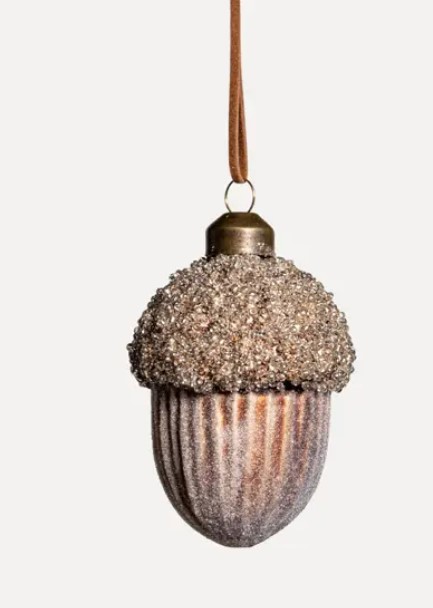 Подвес ЖЕЛУДЬ 6x9 см, стекло, светло-коричневый