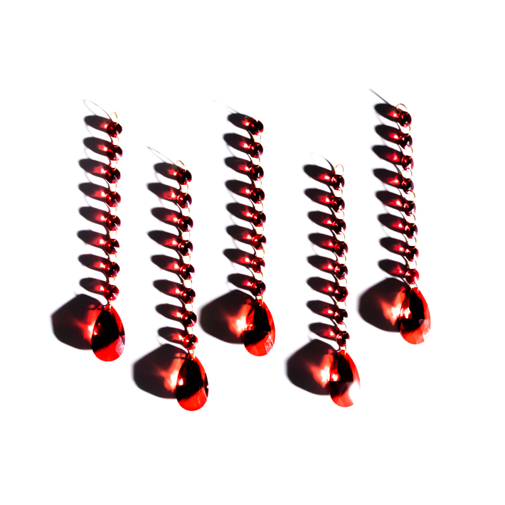 Хруст. цепочка + 1капля, 5шт, красный