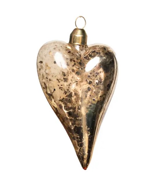 Подвес СЕРДЦЕ H12 см, стекло, золотой
