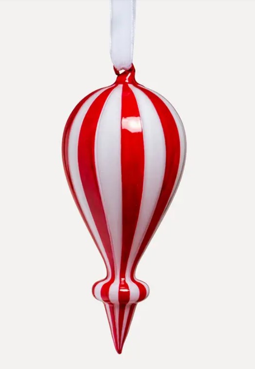 Подвес H18 см, стекло, красный, белый
