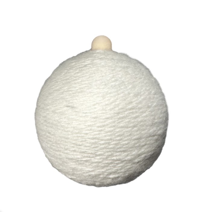 Шар ручной работы с намоткой D12 см, текстиль, белый