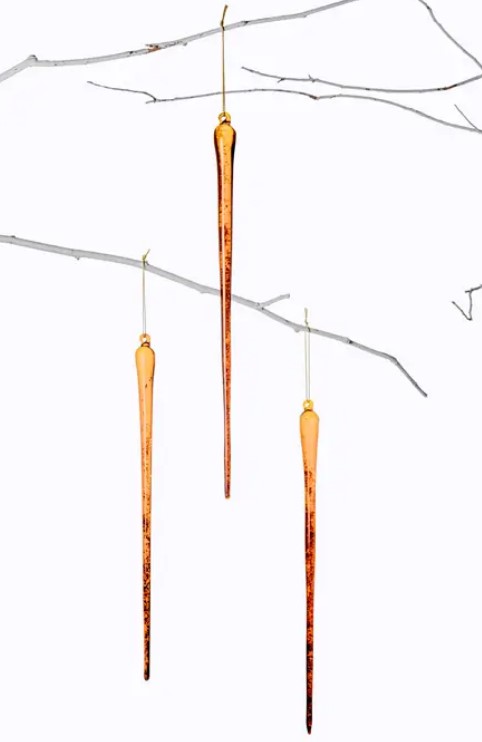 Подвес СОСУЛЬКA Н29 см, стекло, тёмно-золотой