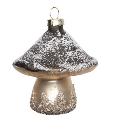 Подвес ГРИБ H8 см, стекло, серебряный