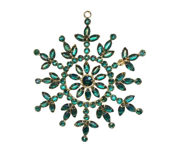 Подвес СНЕЖИНКА D14 см, металл, акрил, изумрудный, радужный