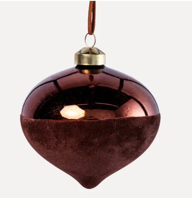 Подвес ЛУКОВИЦА D10 см, стекло, флок, темно-коричневый