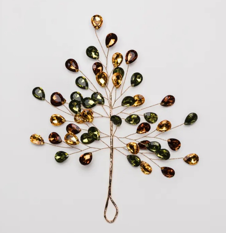 Подвес ВЕТКА L15 см из кристаллов, акрил, золотой, зеленый, коричневый