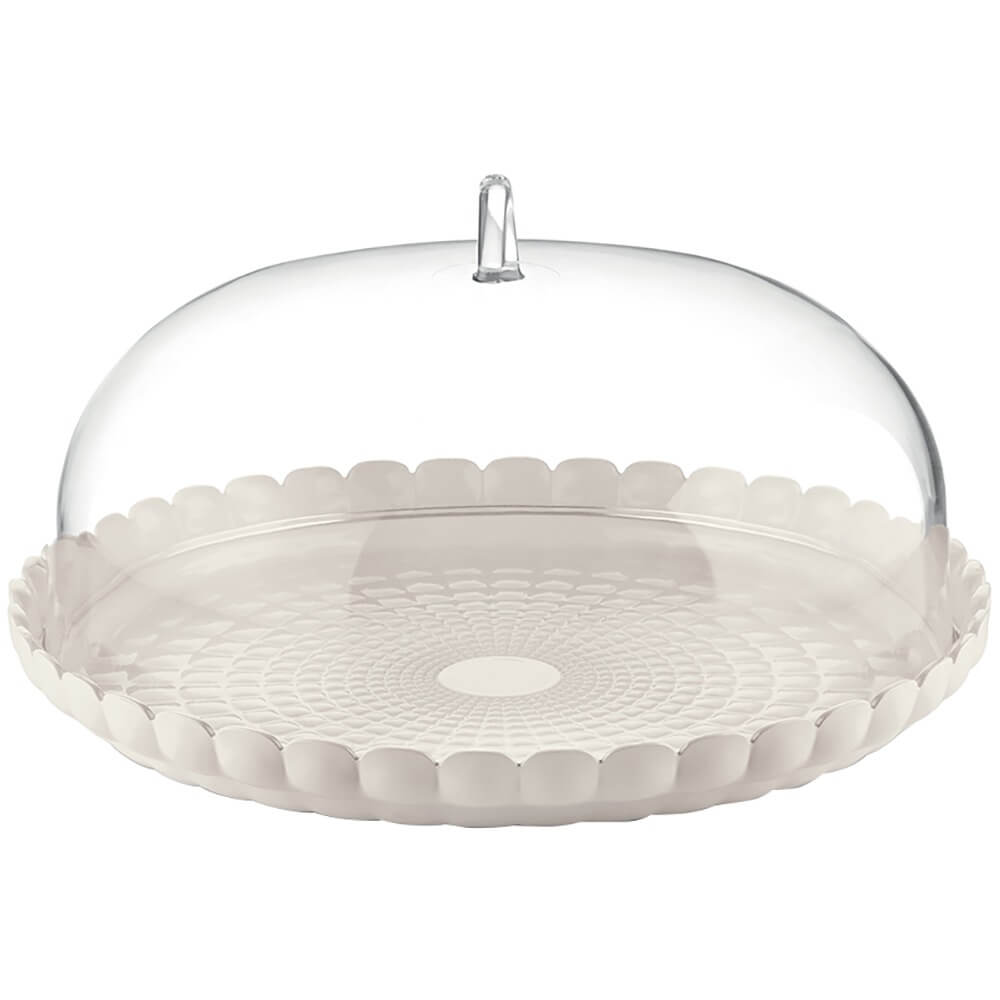 Блюдо сервировочное с крышкой Тиффани 30 см, белое, акрил