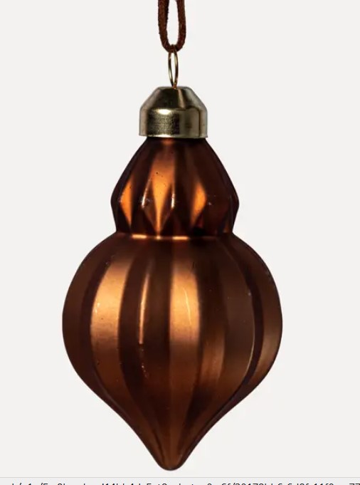 Подвес КОНУС 6x8 см, стекло, флок, коричневый