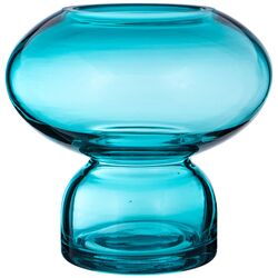 Ваза "D'ARTE" диаметр 15 см высота 13,5 см, голубое стекло