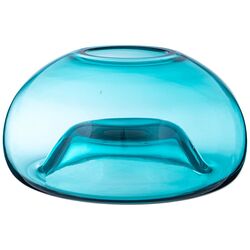 Ваза-пончик "D'ARTE" диаметр 19 см высота 10 см, голубое стекло