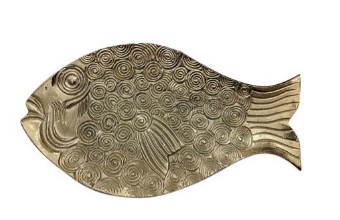 Поднос-рыба, латунь, 24х24 см, Antique gold
