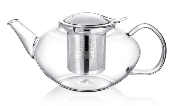 Чайник 1050 мл с откидной крышкой Wilmax Thermo Glass (широкий)