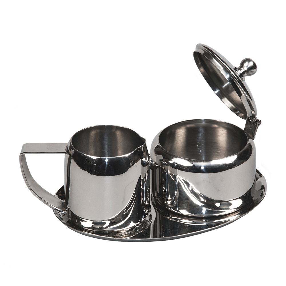 Набор сервировочный (подносик+молочник 130мл+сахарница 130мл), нержавейка