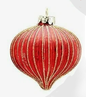 Подвеска шарик золотисто-красный 8 см