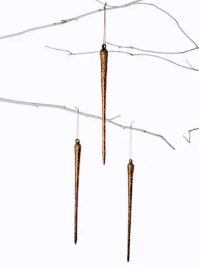 Подвес СОСУЛЬКА Н24 см, стекло, тёмно-золотой