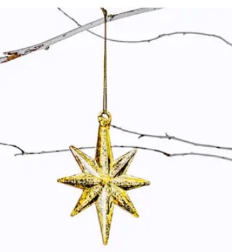ПодвесЗВЕЗДA 7х9 см, стекло, золотой
