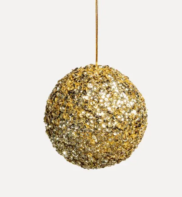 Шар D10 см с пайетками, пенопласт, золотой
