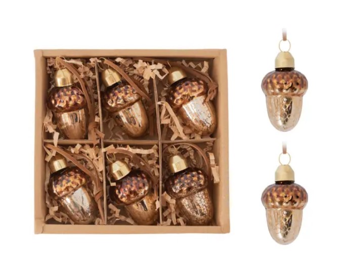 Подвес ЖЕЛУДЬ H5 см, 1шт, стекло, темное золото