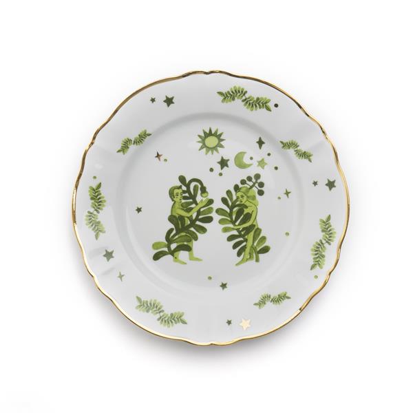 Тарелка d 26,5 см, декор зеленого цвета, Funky Table