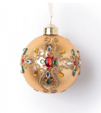 Шар медный с крупным узором и разноцветными стразами 8 см