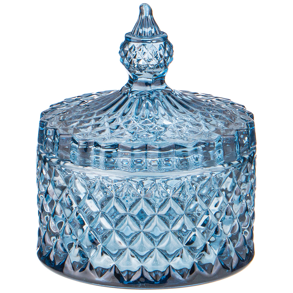 Емкость "Бриллиант" 8,5.*10 см голубое стекло