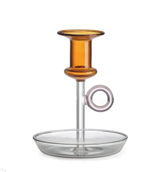 Подсвечник IVV Le Bugie candlestick amber bud pink and gray 14 см