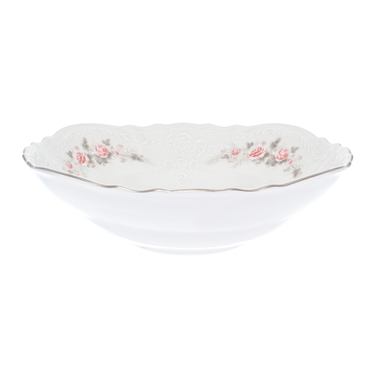 Салатник 24 см квадратный Рококо/Серая роза/платина