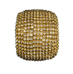 Кольцо для салфеток D5 см с кристаллами, пластик, золотой,