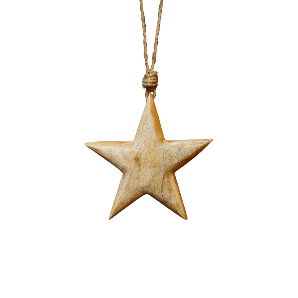 Декор звезда дерево 15см
