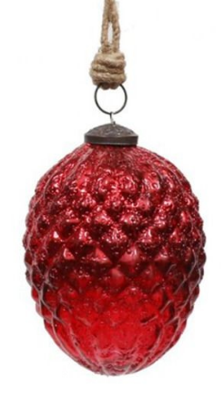 Новогодняя игрушка , шишка , красная ,малая  10. см9,см9