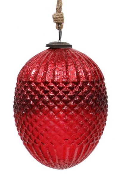 Новогодняя игрушка , шишка, красная , большая  25. см16,см16