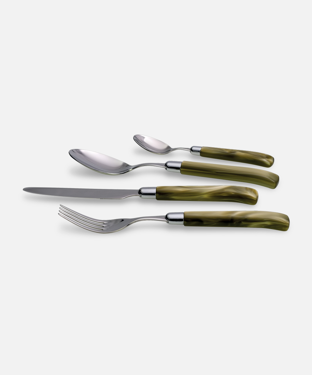 Набор столовых приборов "Джиада" 4 предмета  на 1 персону (зеленый перламутр).