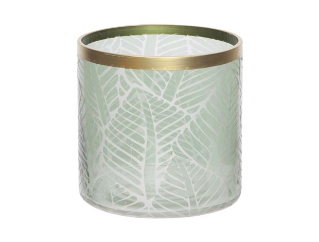 Подсвечник 8,8X8,8XH10CM, стекло, цвет зеленый / золотой