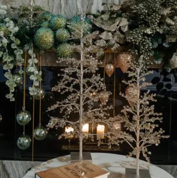 Елка из камней 45*76см, стекло, шампань