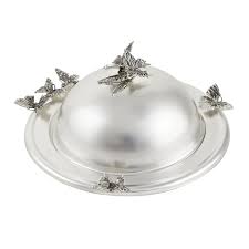 Масленка 'Бабочки' латунная посереб. с черн