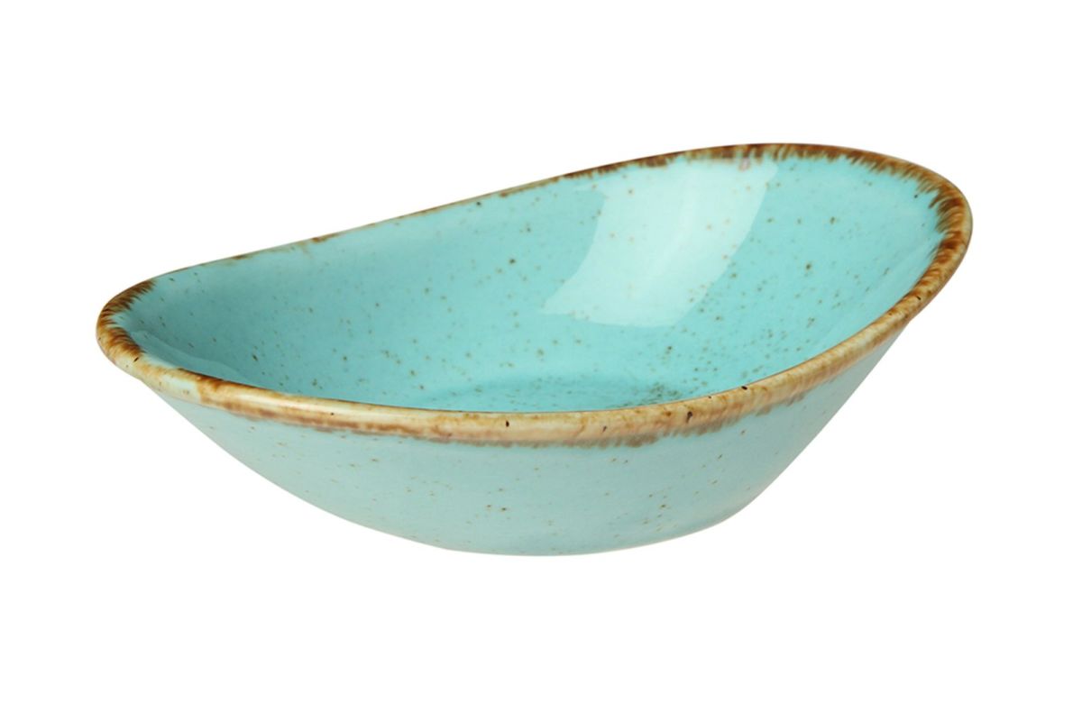 Мини-соусник овальный 7х11 см фарфор бирюзовый