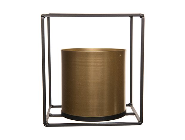 Подсвечник золотого цвета на черном основании, D10 X H10CM / 14,5X11XH16CM, металл