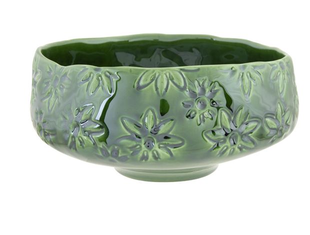 Кашпо 21X21XH10CM, керамика, цвет зеленый