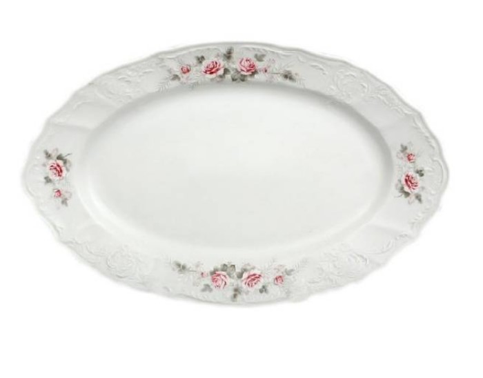 Блюдо 26 см овальное Thun Бернадотт/Серая роза/платина