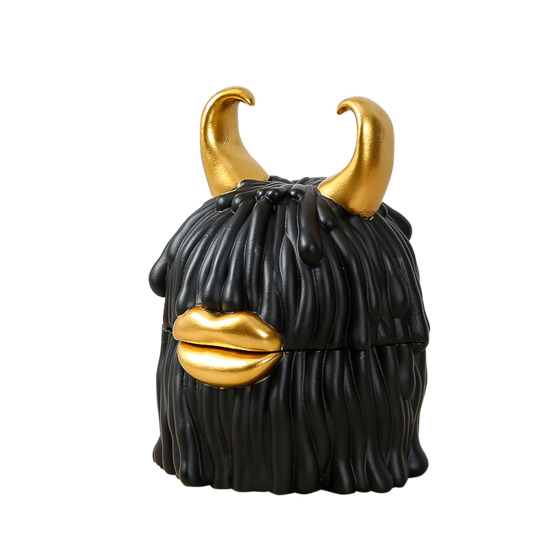 Интерьерная шкатулка "Черт" черная пластик 15*20 см