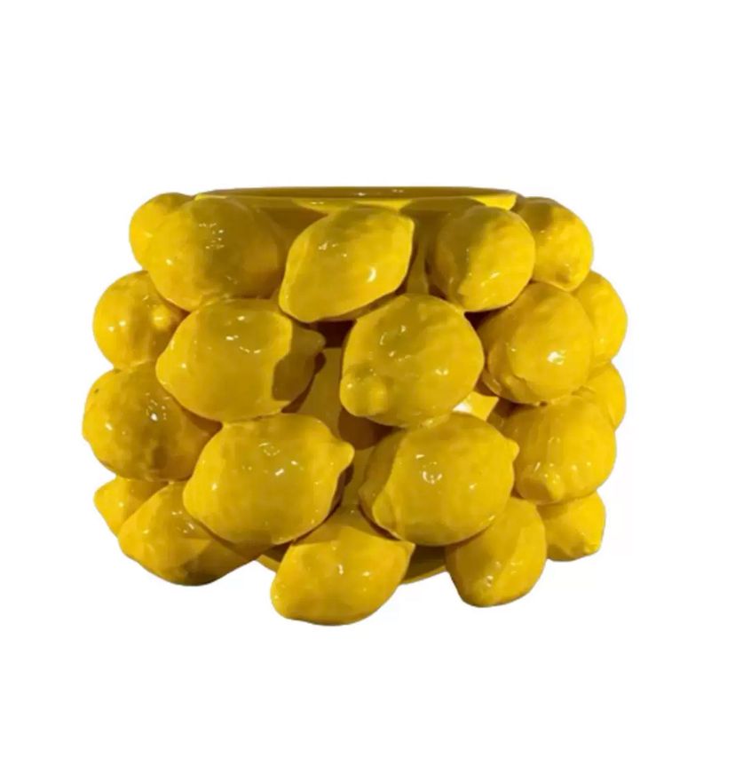 Ваза "Сицилийские лимоны" круглая  d=24, h=18см., желтый