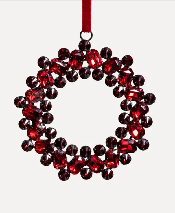 Подвес КОЛЬЦО с кристаллами D15 см, металл, стекло, красный