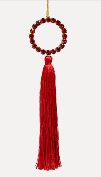 Подвес КОЛЬЦО с кристаллами H24 см, металл, стекло, красный